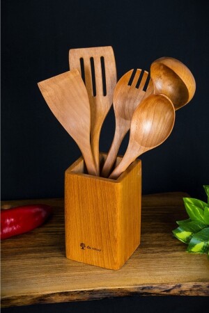 6-teiliges „Pro“ dunkles Bambus-Antihaft-, leicht zu reinigendes Teakholz-Holzlöffel-Bambus-Set OZA00020 - Öz ahsap