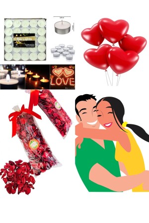 600 Kuru Gül Yaprağı,20 Kalp Balon,25 Beyaz Mum Romantik Hediye 14 Şubat Sevgililer Günü Doğum Günü tye1101210148 - 3