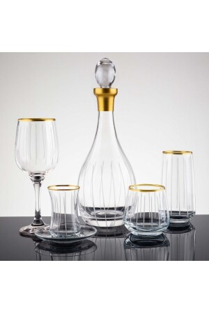 61 Parça 12 Kişilik Çubuk Gold El Dekor Kesme Cam Su Takımı??????? P108S7810 - sudeka