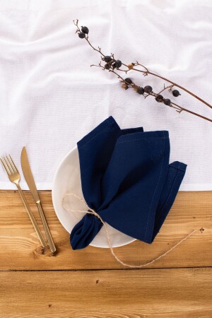 6er-Pack Premium-Leinen-Servietten in Marineblau, 40 x 40 - Wellstil