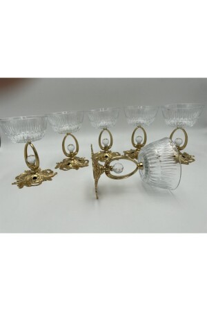 6'lı Gold Ayaklı Paşabahçe Frezya Cam Kase, Dondurmalık, Çerezlik, Reçellik, Sunumluk Kase FU-YKP06 - Fiyakalı Ürünler Atölyesi