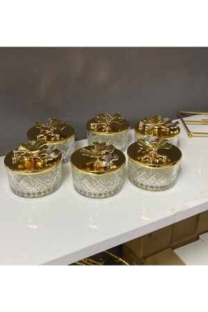 6'lı Gold Kapaklı Timeless Cam Tatlı, Dondurma Kasesi, Çerezlik, Reçellik, Çeyizlik, Sunumluk Kase Timeayksz6kpklı - Fiyakalı Ürünler Atölyesi