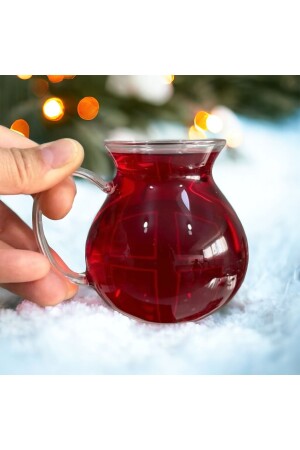 6'lı Keyfi Ala Borosilikat Cam Kulplu Çay Bardağı 220ml Bardak - Yzhome