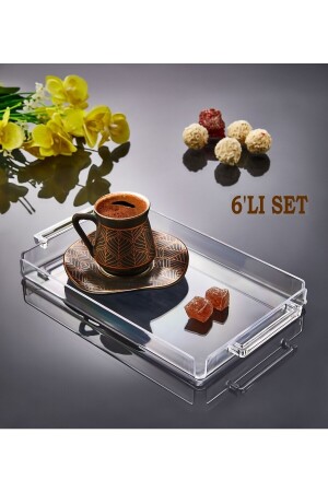 6'lı Kulplu Akrilik Sunum Tepsisi Dekoratif Tepsi AS-6KT - ASlife Home