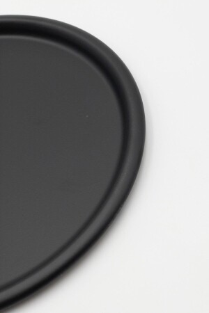 6'lı Metal Siyah Tek Kişilik Dekoratif Çay, Kahve Ve Pasta Servisi Sunum Tepsisi 22cm MYT666-6X - 2