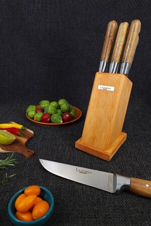 6'lı Mutfak Bıçak Seti Stantlı Ekmek Meyve Sebze Et Bıçağı LZB005 - 1