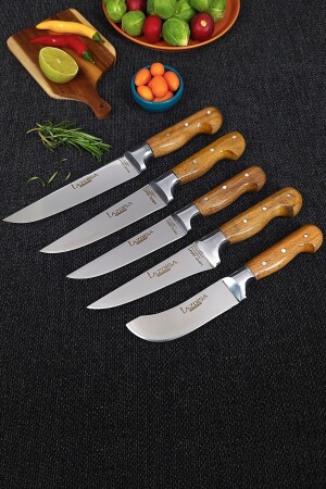 6'lı Mutfak Bıçak Seti Stantlı Ekmek Meyve Sebze Et Bıçağı LZB005 - 4
