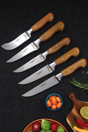 6'lı Mutfak Bıçak Seti Stantlı Ekmek Meyve Sebze Et Bıçağı LZB005 - 5
