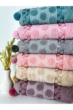 6’lı Ponponlu Jakarlı Pamuklu 30x50 Mutfak Havlu Seti *PonPon* - AYHANHOME