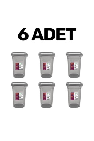 6'lı Sızdırmaz Kapak Saklama Kabı Seti Şık Yeni Nesil Saklama Kabı 6 X 1,1 Lt Dikdörtgen Antrasit a00144 - devigo