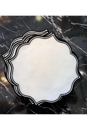 6'lı Supla Nakışlı Lisa Keten Efektli (Makinede Yıkanabilir) - Onedekor