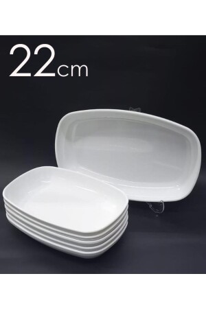 7 Adet Beyaz Melamin Kayık Tabak 22x14cm Salata Kebap Tabağı Ev Lokanta Tipi Sağlam Kare Oval Plate abn1112220105 - abnturk