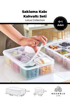 7 Parça Sızdırmaz Kapaklı Saklama Kabı Kahvaltılık Çerezlik Baharatlık Set - Lotus Collection BL-K1986 - 1