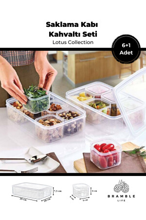 7 Parça Sızdırmaz Kapaklı Saklama Kabı Kahvaltılık Çerezlik Baharatlık Set - Lotus Collection BL-K1986 - 2