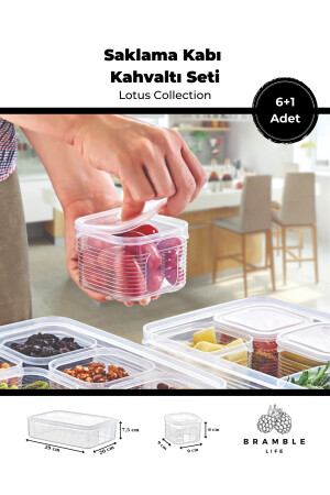 7 Parça Sızdırmaz Kapaklı Saklama Kabı Kahvaltılık Çerezlik Baharatlık Set - Lotus Collection BL-K1986 - 3