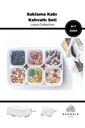 7 Parça Sızdırmaz Kapaklı Saklama Kabı Kahvaltılık Çerezlik Baharatlık Set - Lotus Collection BL-K1986 - 4