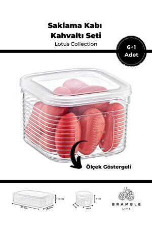 7 Parça Sızdırmaz Kapaklı Saklama Kabı Kahvaltılık Çerezlik Baharatlık Set - Lotus Collection BL-K1986 - 5
