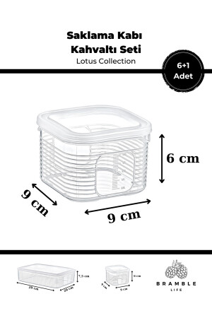7 Parça Sızdırmaz Kapaklı Saklama Kabı Kahvaltılık Çerezlik Baharatlık Set - Lotus Collection BL-K1986 - 6