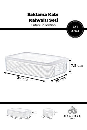 7 Parça Sızdırmaz Kapaklı Saklama Kabı Kahvaltılık Çerezlik Baharatlık Set - Lotus Collection BL-K1986 - 7