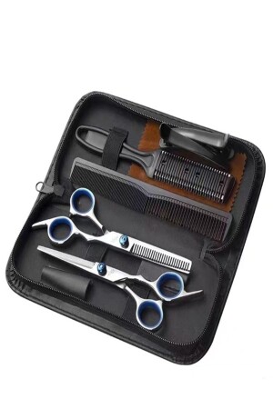 7-teiliges 6-Zoll-Haarscheren-Set mit 17 cm Länge, professionelles Friseur-Haarscheren-Set, gerade und mittlere Schere mit Ledertasche - Uniquem