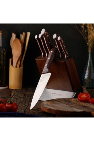 7-teiliges Elite-Messerset mit Ständer (Gemüse, Brot, Küche, Fleisch, Schälen, Kochmesserständer) - Evren