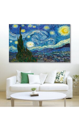 70x100 Van Gogh Yıldızlı Gece Duvar Kanvas Tablo HDKV081397 - 1
