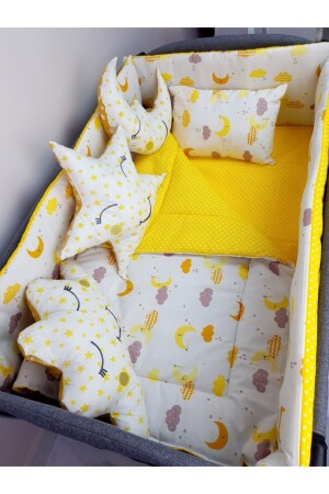 70x110 Baby-Schlafset mit Moskitonetz, Mond- und Sternmuster, 12-teilig, kompatibel mit Park-Kinderbetten (Kinderbett nicht im Lieferumfang enthalten). TAN10005 - 2