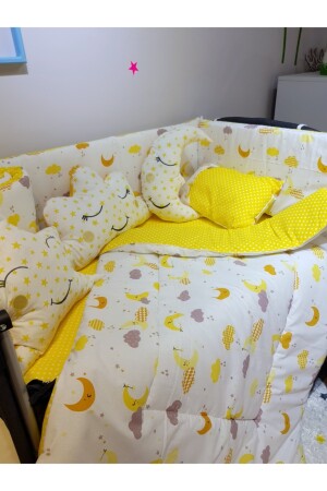 70x110 Baby-Schlafset mit Moskitonetz, Mond- und Sternmuster, 12-teilig, kompatibel mit Park-Kinderbetten (Kinderbett nicht im Lieferumfang enthalten). TAN10005 - 3
