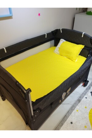 70x110 Baby-Schlafset mit Moskitonetz, Mond- und Sternmuster, 12-teilig, kompatibel mit Park-Kinderbetten (Kinderbett nicht im Lieferumfang enthalten). TAN10005 - 4