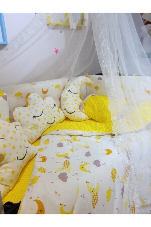 70x110 Baby-Schlafset mit Moskitonetz, Mond- und Sternmuster, 12-teilig, kompatibel mit Park-Kinderbetten (Kinderbett nicht im Lieferumfang enthalten). TAN10005 - 7