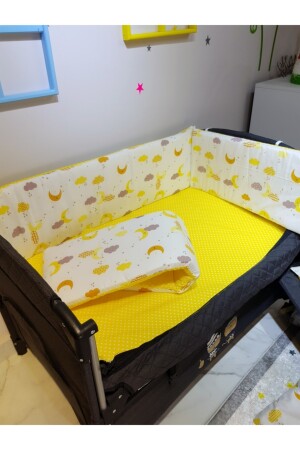 70x110 Baby-Schlafset mit Moskitonetz, Mond- und Sternmuster, 12-teilig, kompatibel mit Park-Kinderbetten (Kinderbett nicht im Lieferumfang enthalten). TAN10005 - 8