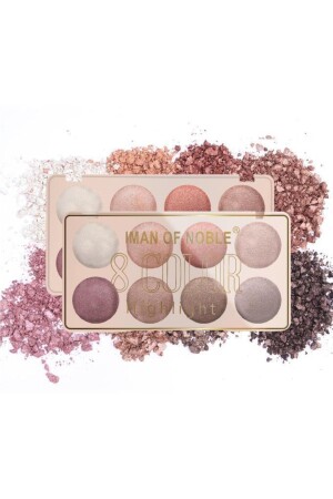 8 Renkli Sedefli Highlighter Far Paleti Krem Renk 843d No:1 - Iman Of Noble