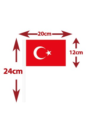 80 Adet Çubuklu Kağıt Türk Bayrağı Çıtalı Sopalı Ayyıldız Baskılı Bayrak 23nisanbayrak - 2