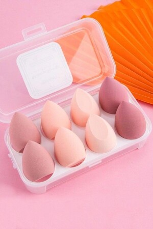 8'li Pembe Tonları Kutulu Standlı Makyaj Süngeri Seti - H&E Luxury Design