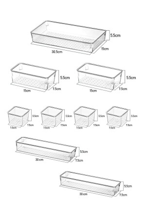 9 Parça Şeffaf Tasarım Modüler Saklama Kabı - Çekmece Içi Düzenleyici, Banyo Makyaj Takı Organizeri TYC00635312013 - 2