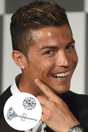 925 Ayar Gümüş Zirkon Taşlı Erkek Küpe - Berchine