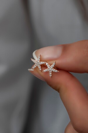 925 Sterling Silber Rose Zirkon Stein Seestern Ohrringe - Nereze