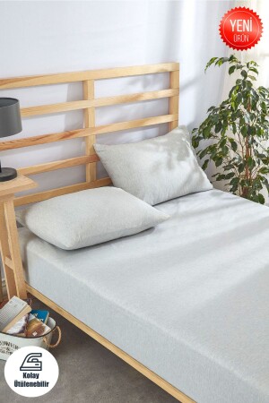 Açık Gri Lastikli Çarşaf Seti Düz Renk Pamuklu-yastık Kılıflı Tek Kişilik-çift Kişilik-battal - Ricco Lifes