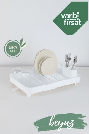 Açılır Kapanır Sürgülü Tabaklık Bulaşıklık Bulaşık Sepeti- Beyaz - Varbifırsat