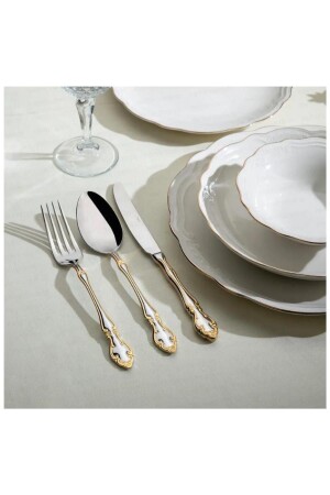 Adriana Altın 89 Parça Kutulu Çatal Kaşık Bıçak Takımı Nehir Adriana 89 Parça - Nehir