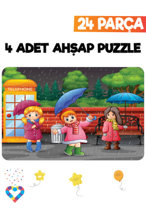 Ahşap 24 Parça 4 Adet Çocuk Puzzle EsaPuzzle0090 - 2