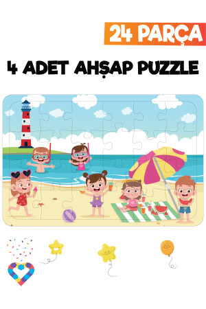 Ahşap 24 Parça 4 Adet Çocuk Puzzle EsaPuzzle0090 - 3