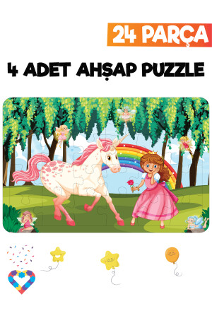 Ahşap 24 Parça 4 Adet Çocuk Puzzle EsaPuzzle0090 - 5