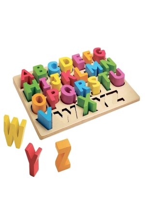 Ahşap 3d Büyük Harf Alfabe Yapboz Puzzle Bul Tak Çocuk Eğitici Oyuncak RoseRoi-3302288-7475 - 2