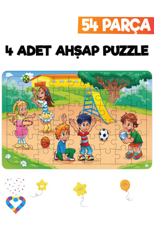Ahşap 54 Parça 4 Adet Çocuk Puzzle EsaPuzzle007 - 3