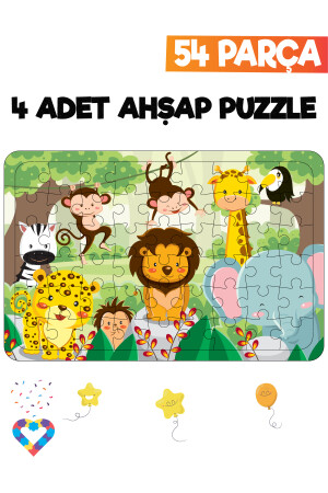 Ahşap 54 Parça 4 Adet Çocuk Puzzle EsaPuzzle010 - 4