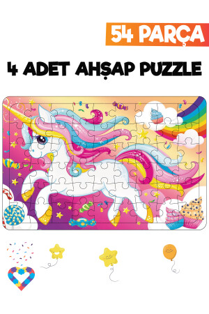 Ahşap 54 Parça 4 Adet Çocuk Puzzle EsaPuzzle010 - 5