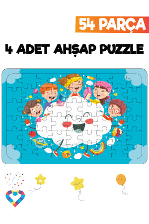 Ahşap 54 Parça 4 Adet Çocuk Puzzle EsaPuzzle014 - 2
