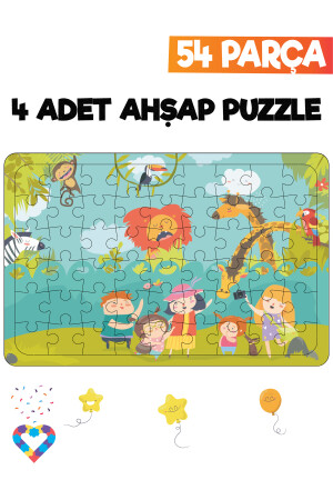 Ahşap 54 Parça 4 Adet Çocuk Puzzle EsaPuzzle014 - 3