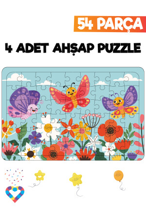 Ahşap 54 Parça 4 Adet Çocuk Puzzle EsaPuzzle014 - 5